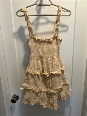 Cream Ruffled Tiered Sundress